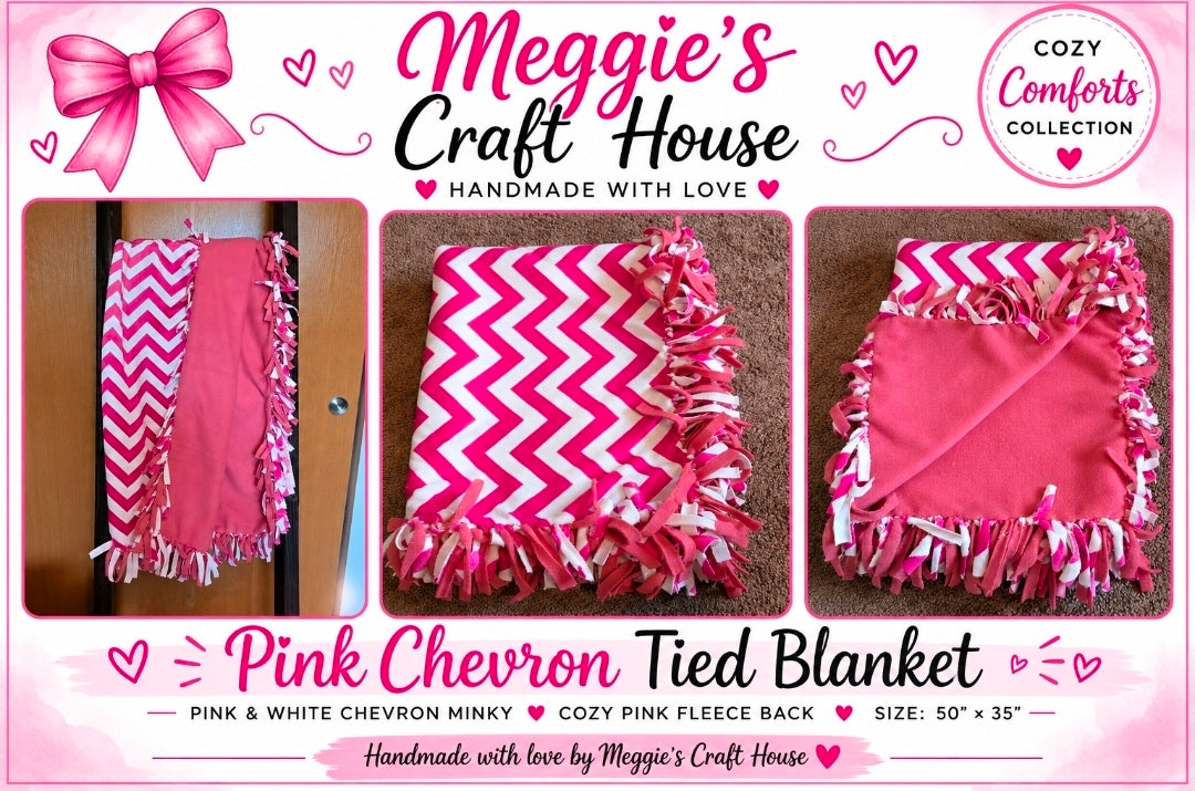 Pink Chevron Tied Blanket