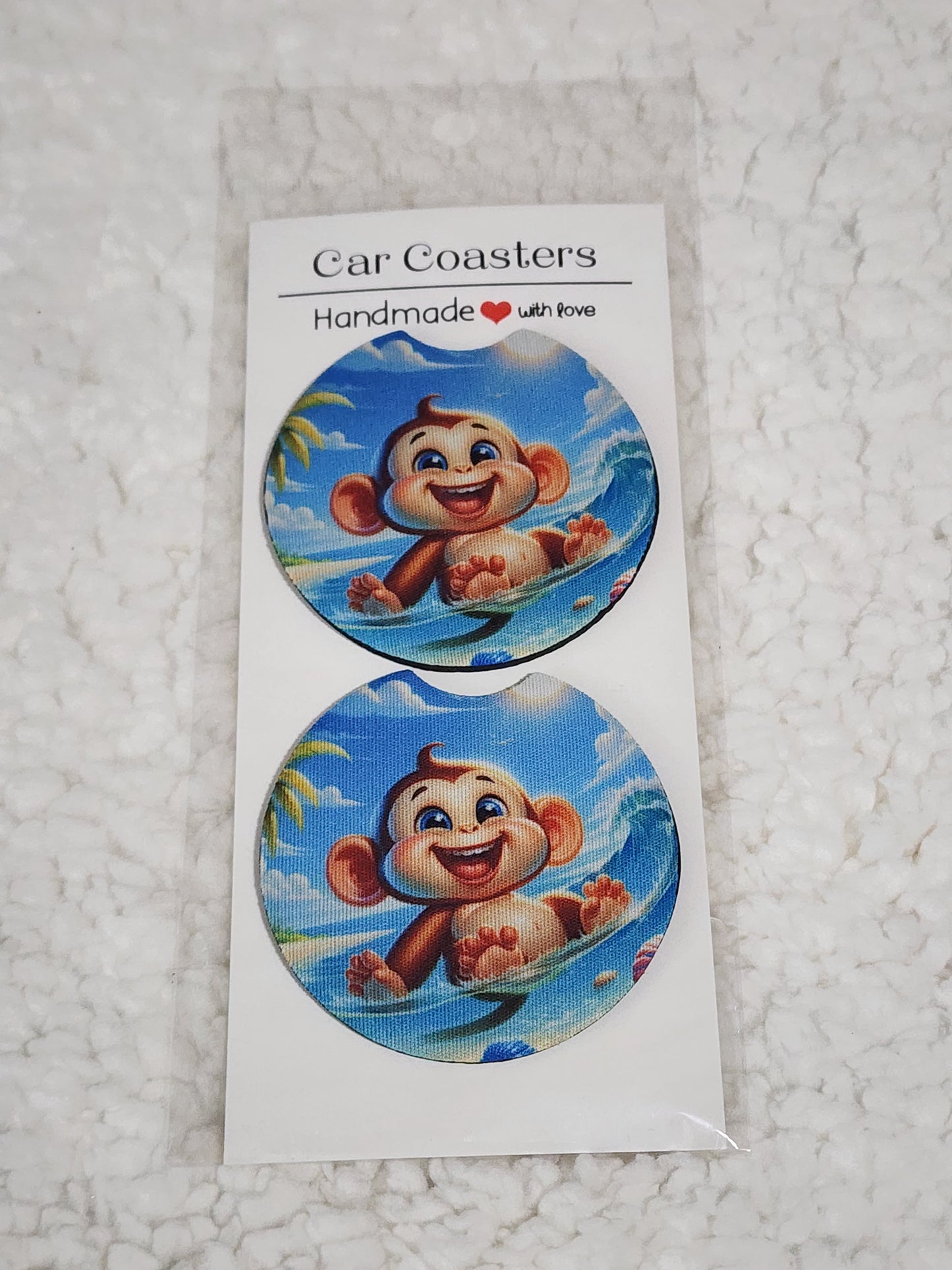 Monkey beach theme car coasters