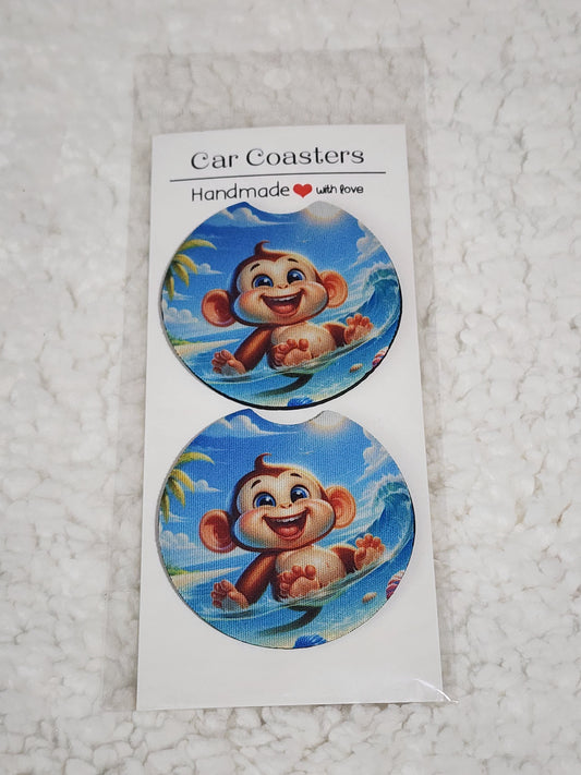 Monkey beach theme car coasters