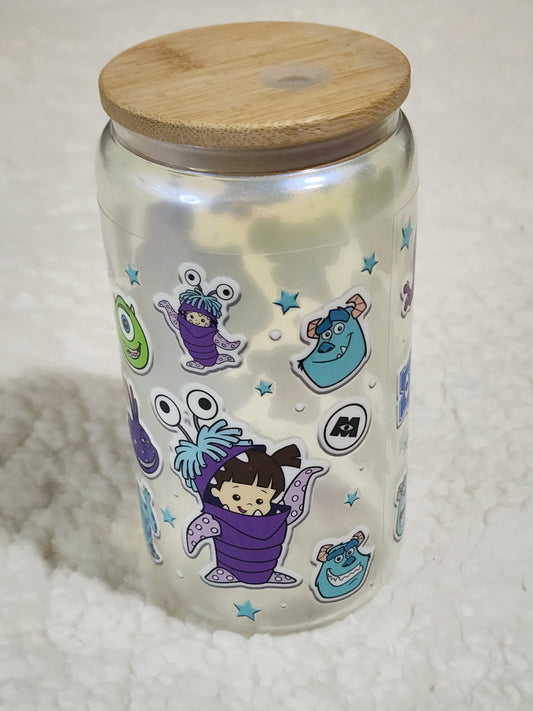 Monsters Inc theme glass can