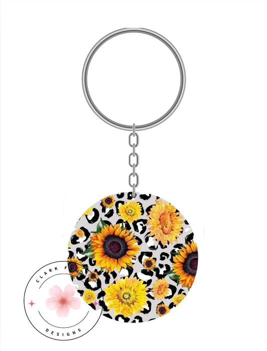 Sunflowers and leopard - Keychain