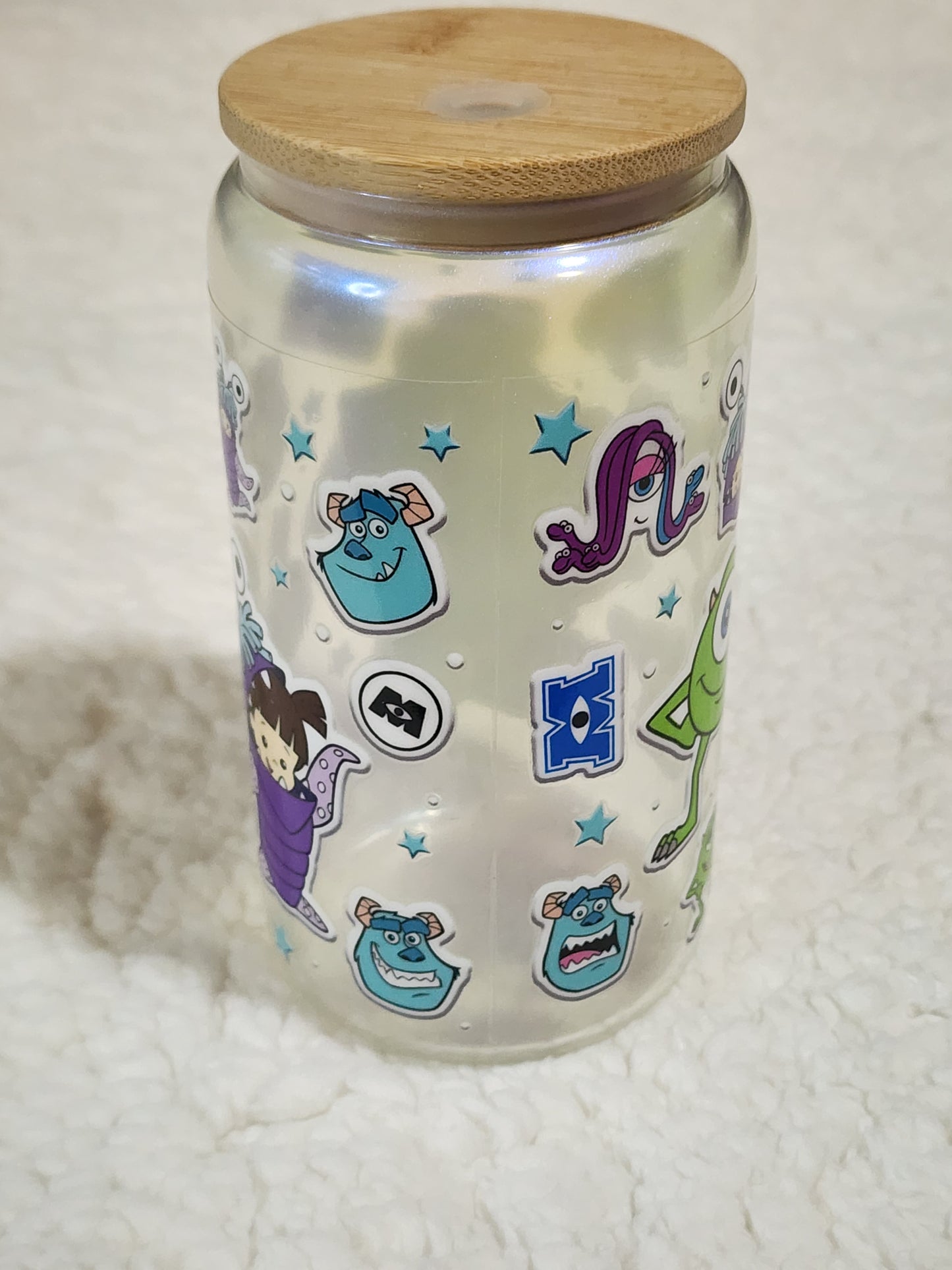 Monsters Inc theme glass can