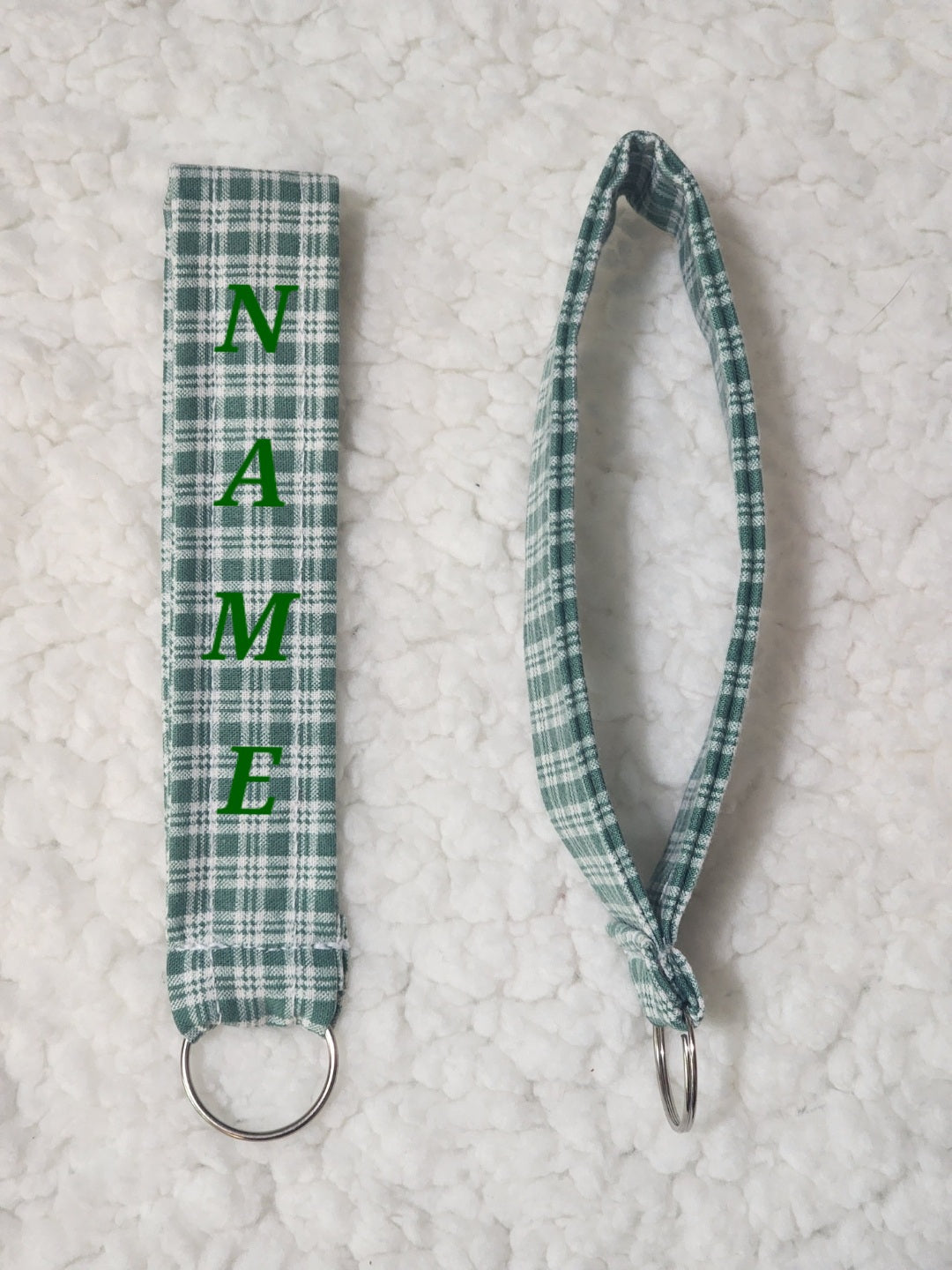 Evergreen Check Wristlet Keychain