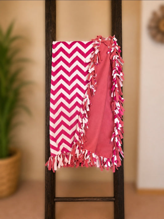 Pink Chevron Tied Blanket